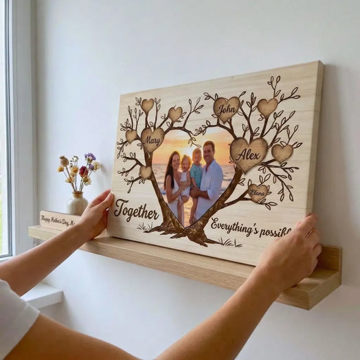 Custom Family Tree Canvas with Photo & 2-6 Names 
