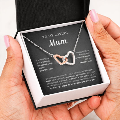 Interlocking Hearts Message Card in Hand