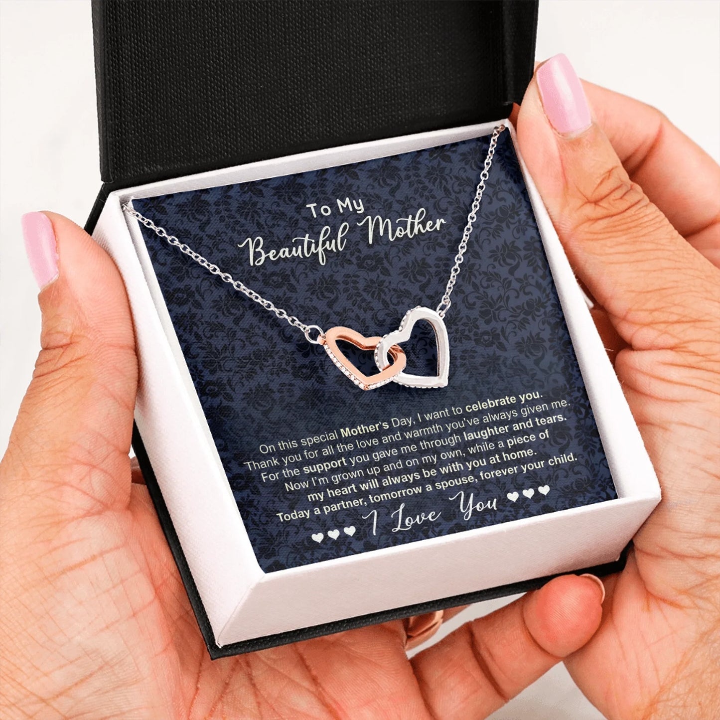 Interlocking Hearts Message Card in Hand