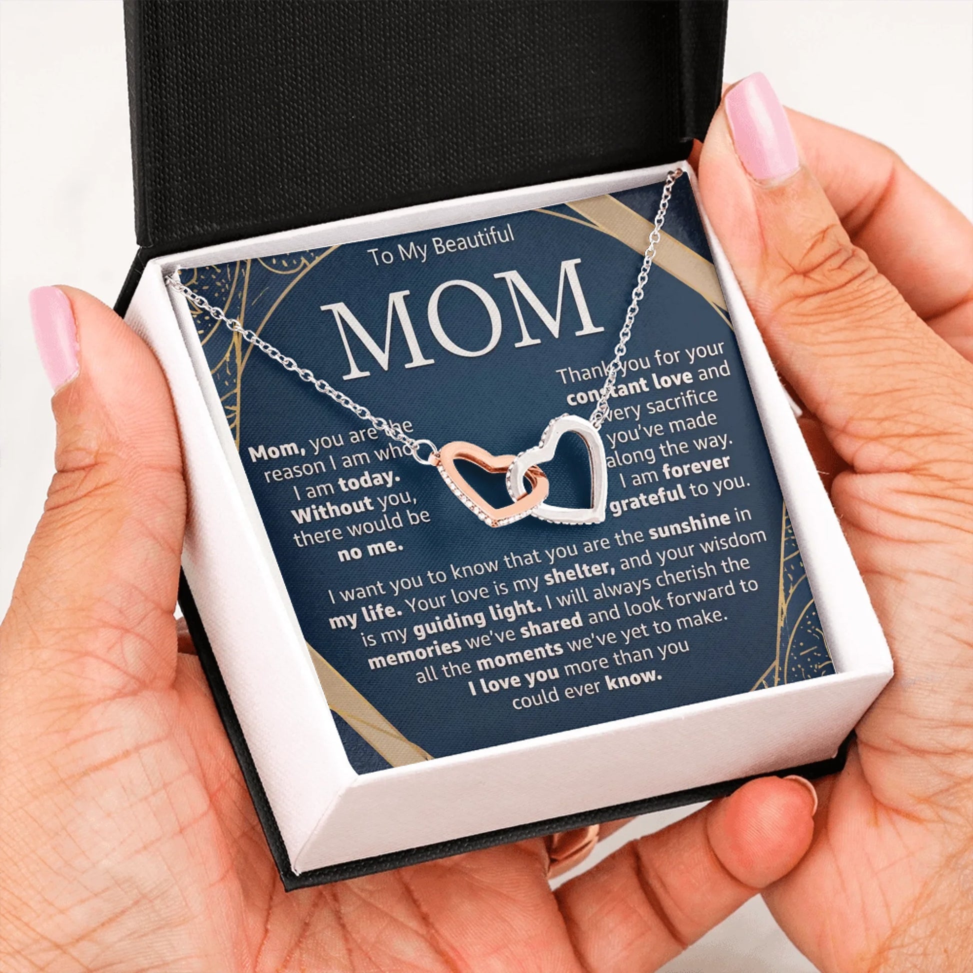 Interlocking Hearts Message Card in Hand