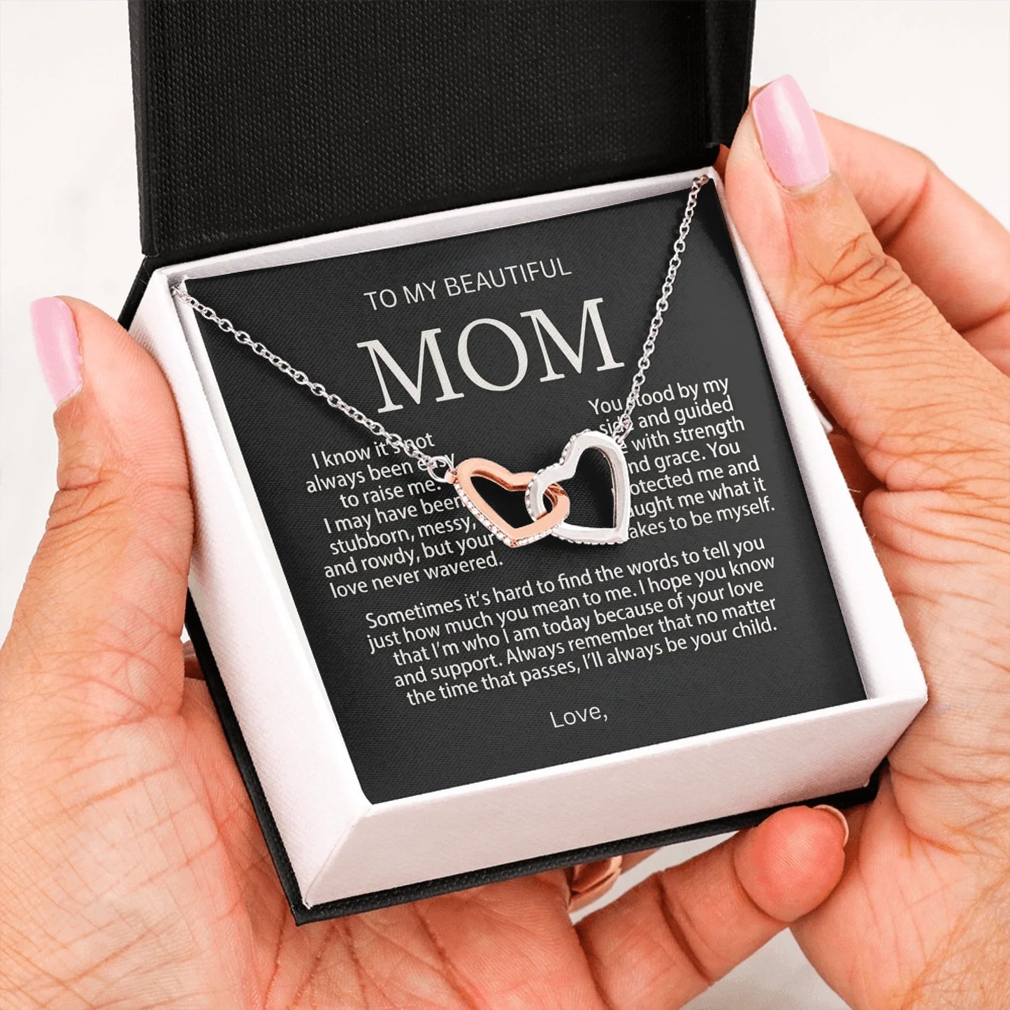 Interlocking Hearts Message Card in Hand