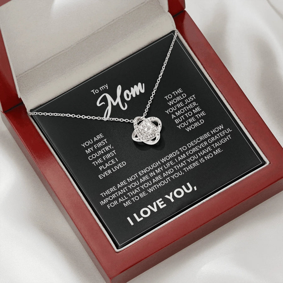 Mom. I Love You, [+Your Name] Love Knot Necklace