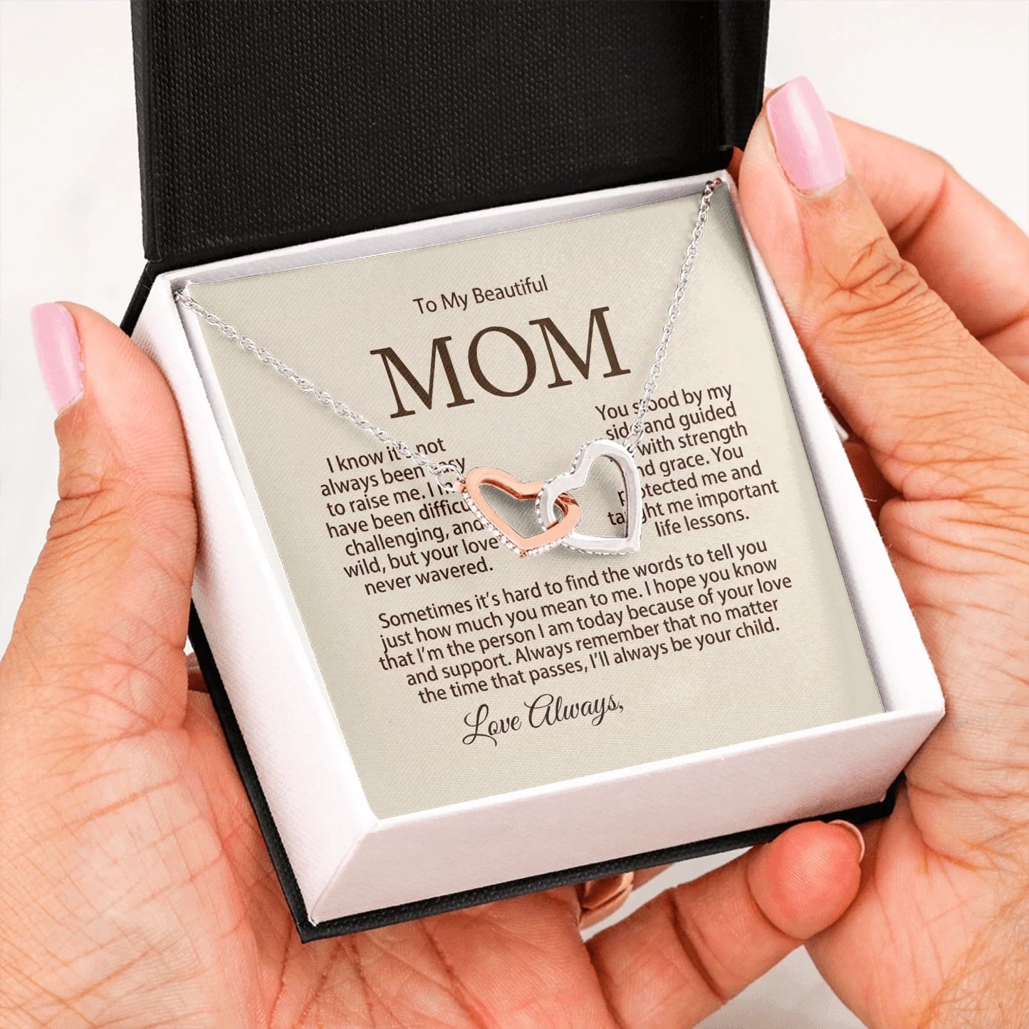 Interlocking Hearts Message Card in Hand