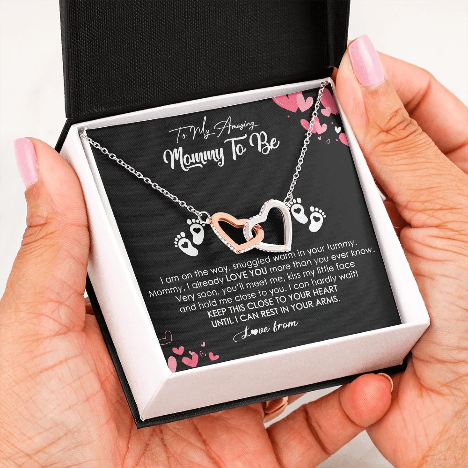 Interlocking Hearts Message Card in Hand