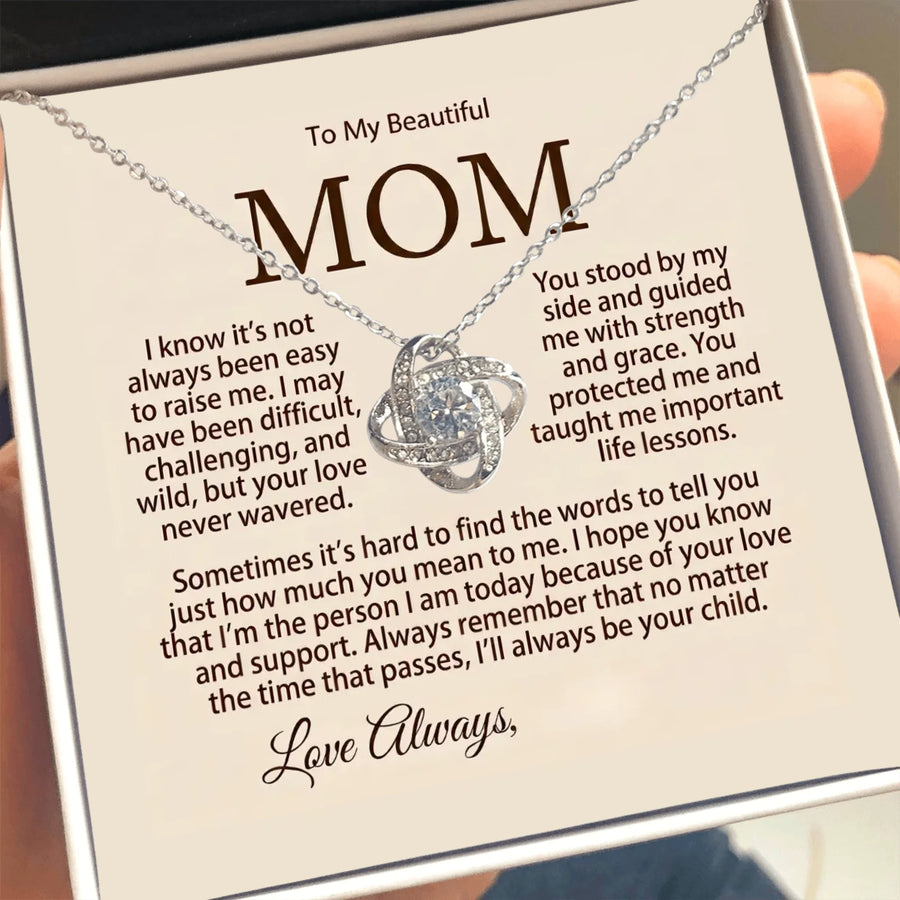 Personalized Mom Love Knot Necklace (+Your Name)
