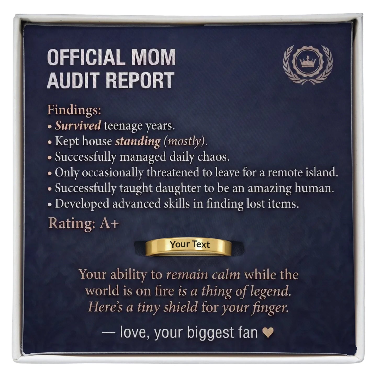 Mother's Day Engraved Ring with Message Card (+Free Gift Box)