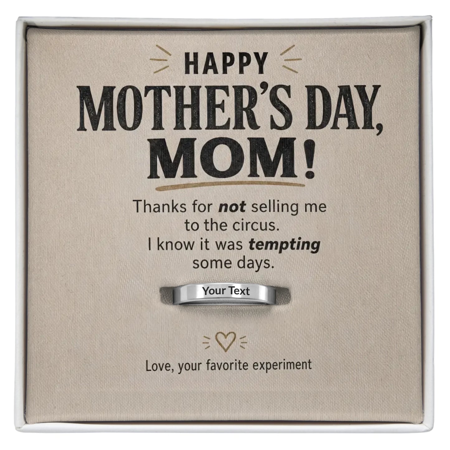 Mother's Day Engraved Ring with Message Card (Free Gift Box)