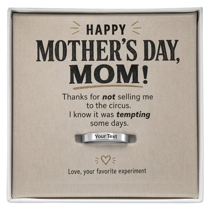 Mother's Day Engraved Ring with Message Card (Free Gift Box)