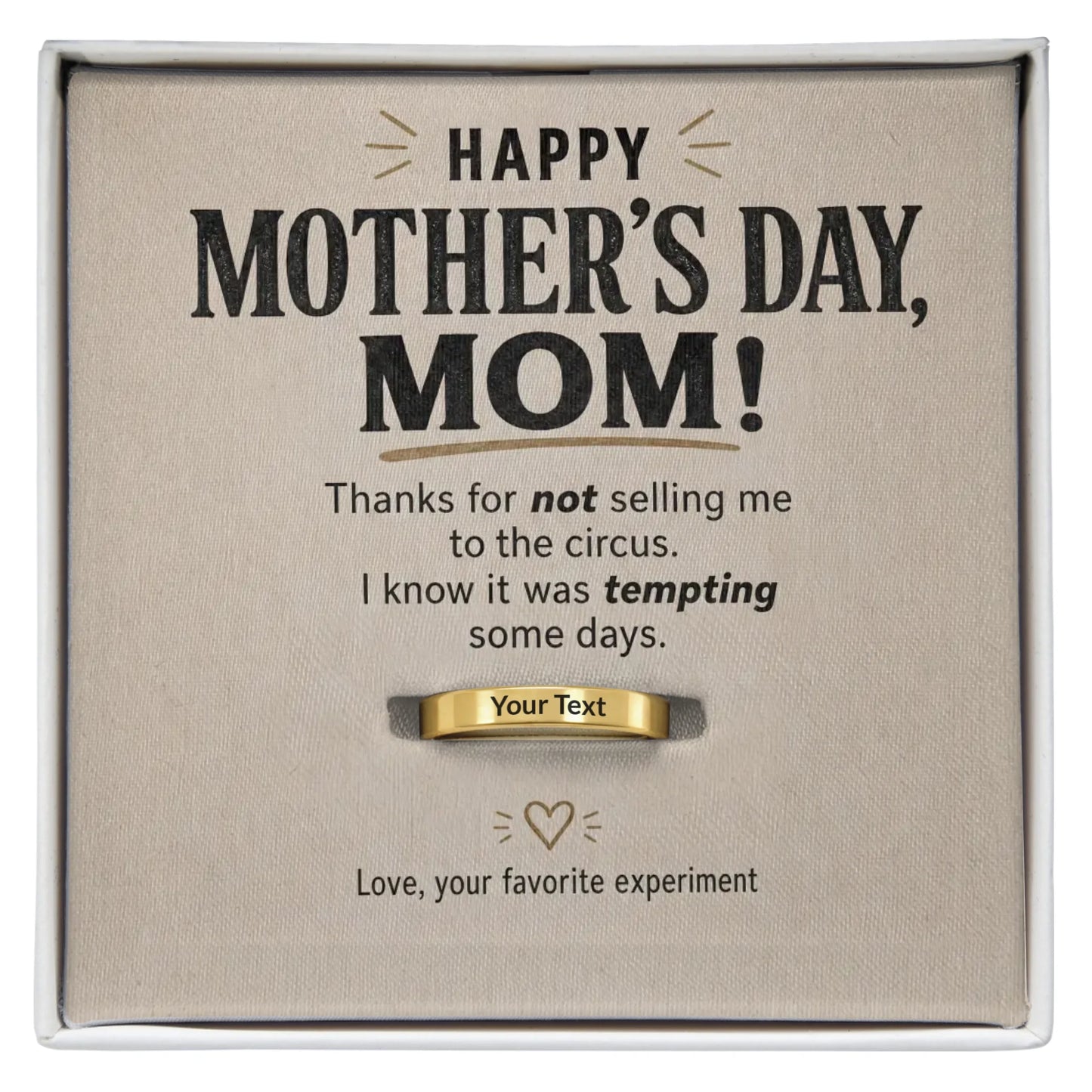 Mother's Day Engraved Ring with Message Card (Free Gift Box)