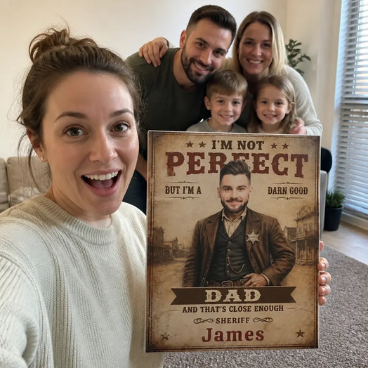 Dad Sheriff Canvas — Personalized with His Face & Name