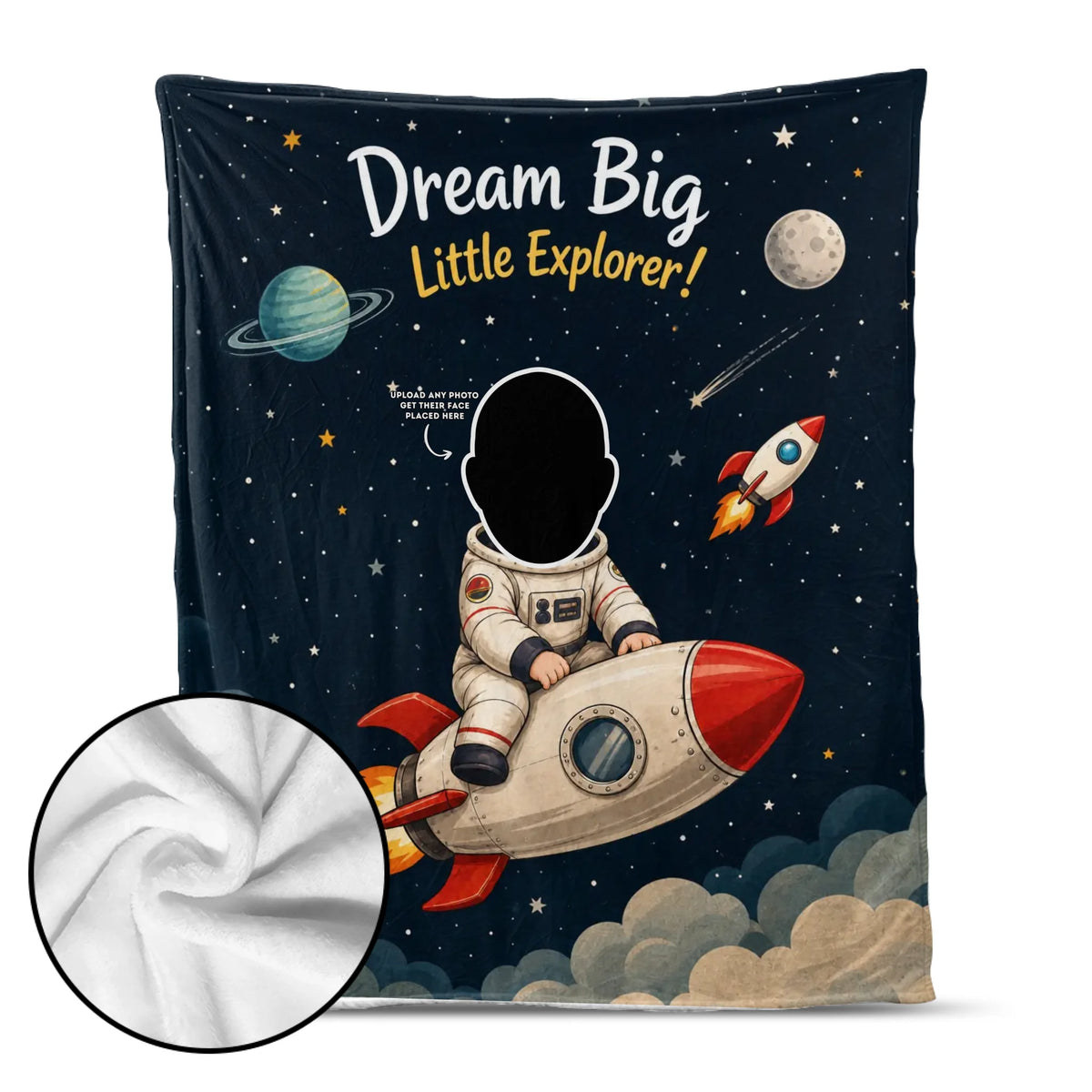 Little Astronaut Blanket – "Dream Big, Little Explorer" with Custom Name