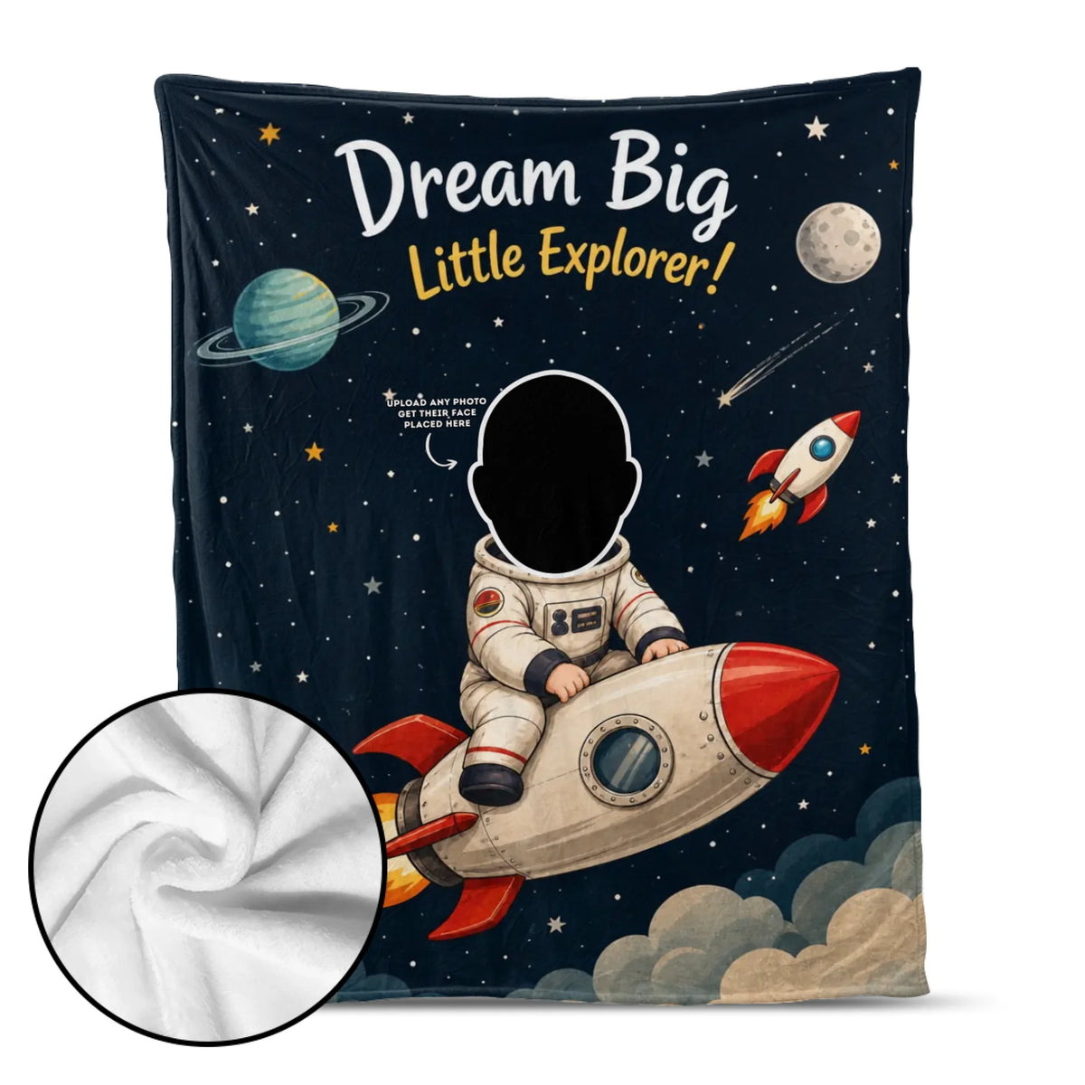 Little Astronaut Blanket – "Dream Big, Little Explorer" with Custom Name
