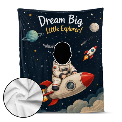 Little Astronaut Blanket – "Dream Big, Little Explorer" with Custom Name