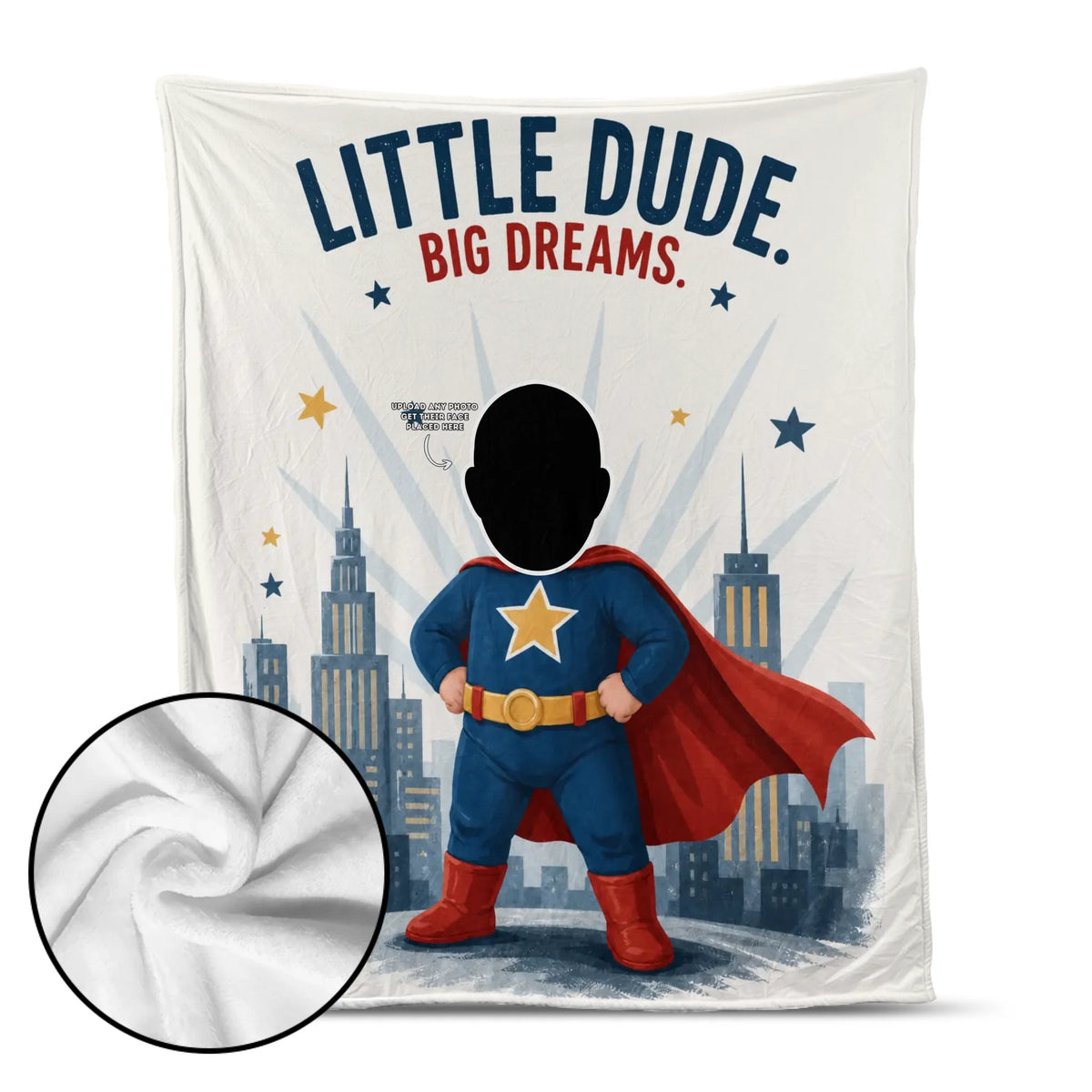 Little Superhero Blanket – "Little Dude, Big Dreams" with Custom Name