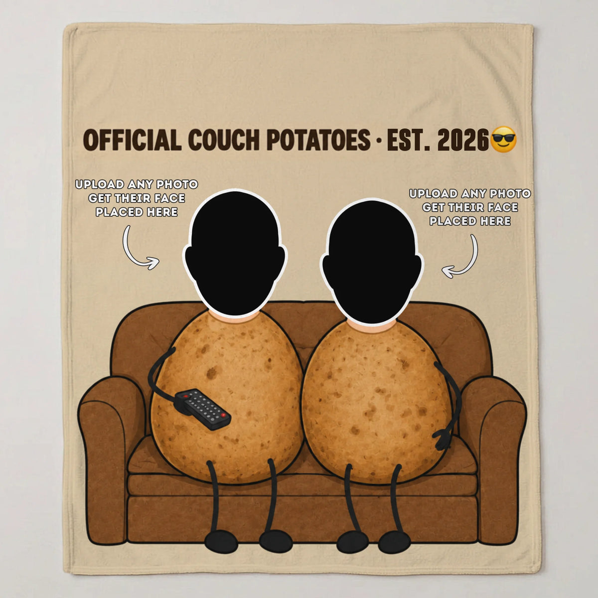 "Official Couch Potatoes · Est. [Year]" with Custom Names & Photos
