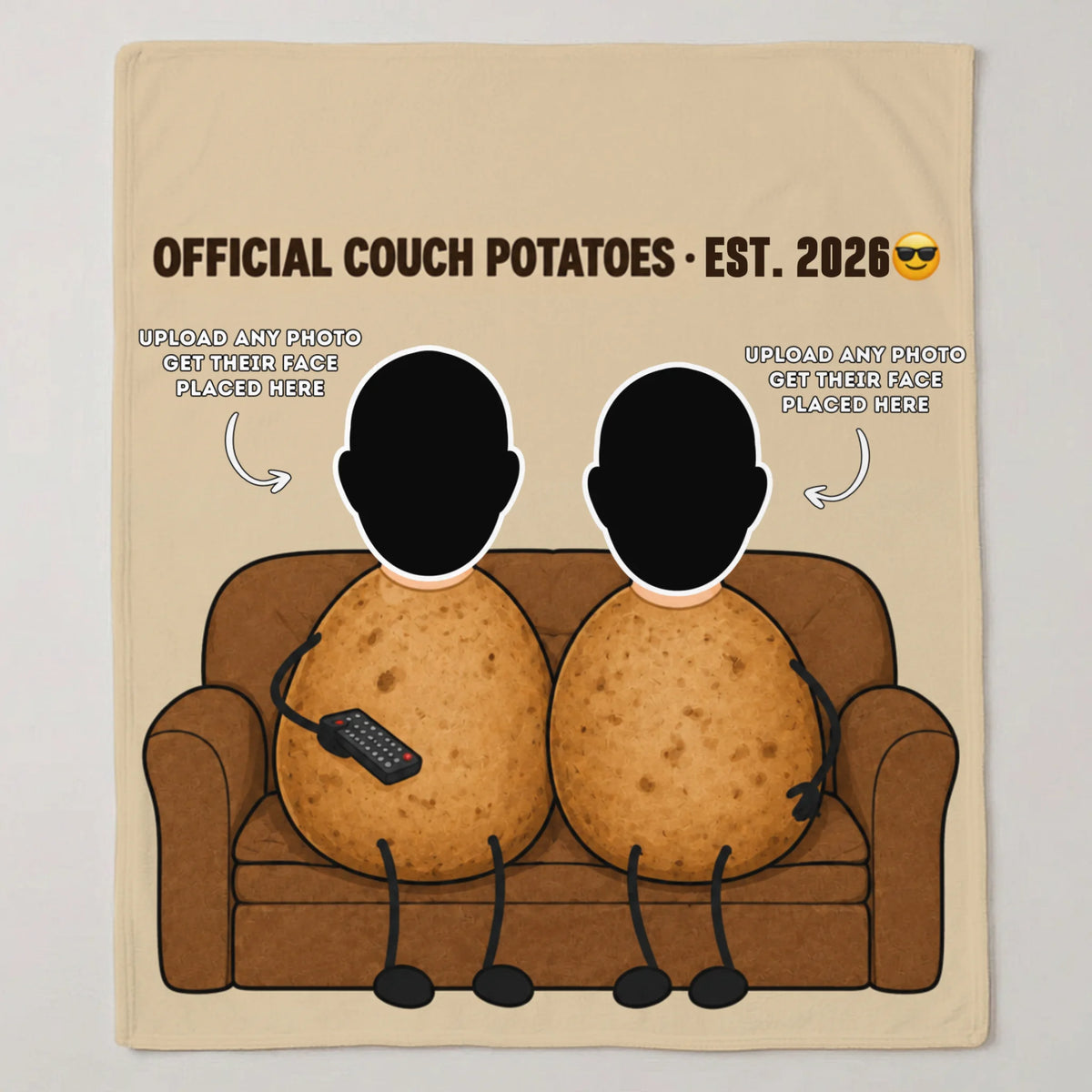 "Official Couch Potatoes · Est. [Year]" with Custom Names & Photos