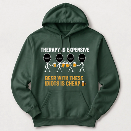 "Therapy Is Expensive, Beer With These Idiots Is Cheap 🍻" with Custom Names & Photos