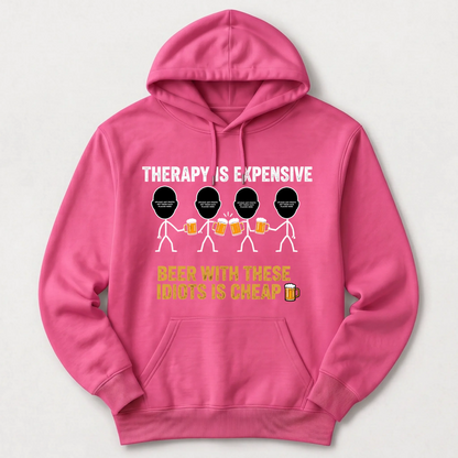 "Therapy Is Expensive, Beer With These Idiots Is Cheap 🍻" with Custom Names & Photos