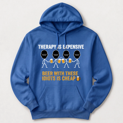 "Therapy Is Expensive, Beer With These Idiots Is Cheap 🍻" with Custom Names & Photos