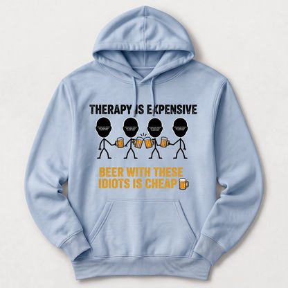 "Therapy Is Expensive, Beer With These Idiots Is Cheap 🍻" with Custom Names & Photos