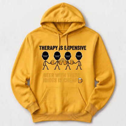 "Therapy Is Expensive, Beer With These Idiots Is Cheap 🍻" with Custom Names & Photos